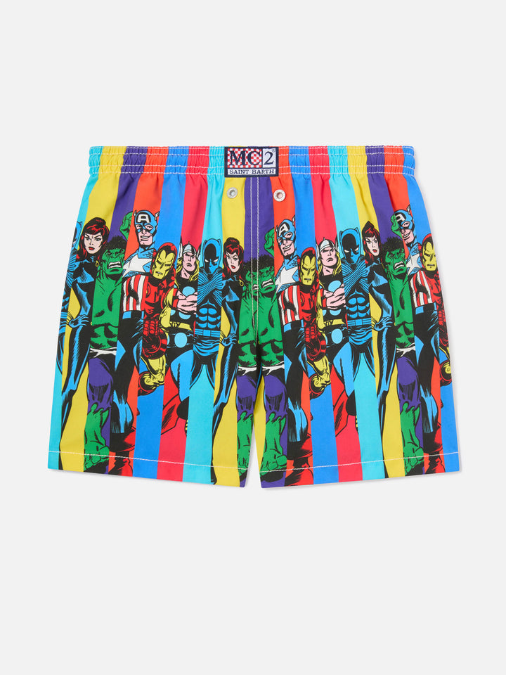 Jungen-Badeshorts in mittlerer Länge Haiti mit platziertem Marvel-Superhelden-Print | MARVEL SPECIAL EDITION 