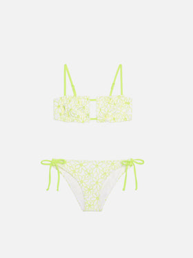 Mädchen-Bikini mit Gänseblümchen-Stickerei