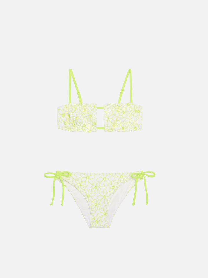 Mädchen-Bikini mit Gänseblümchen-Stickerei