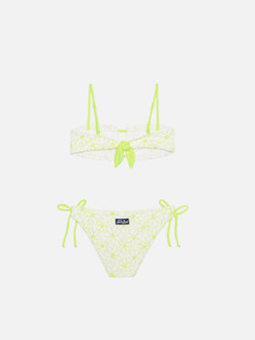 Mädchen-Bikini mit Gänseblümchen-Stickerei