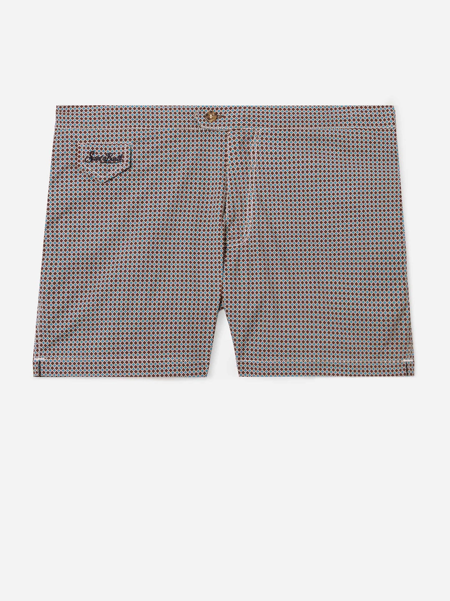 Harrys swim shorts with geometric print in brown