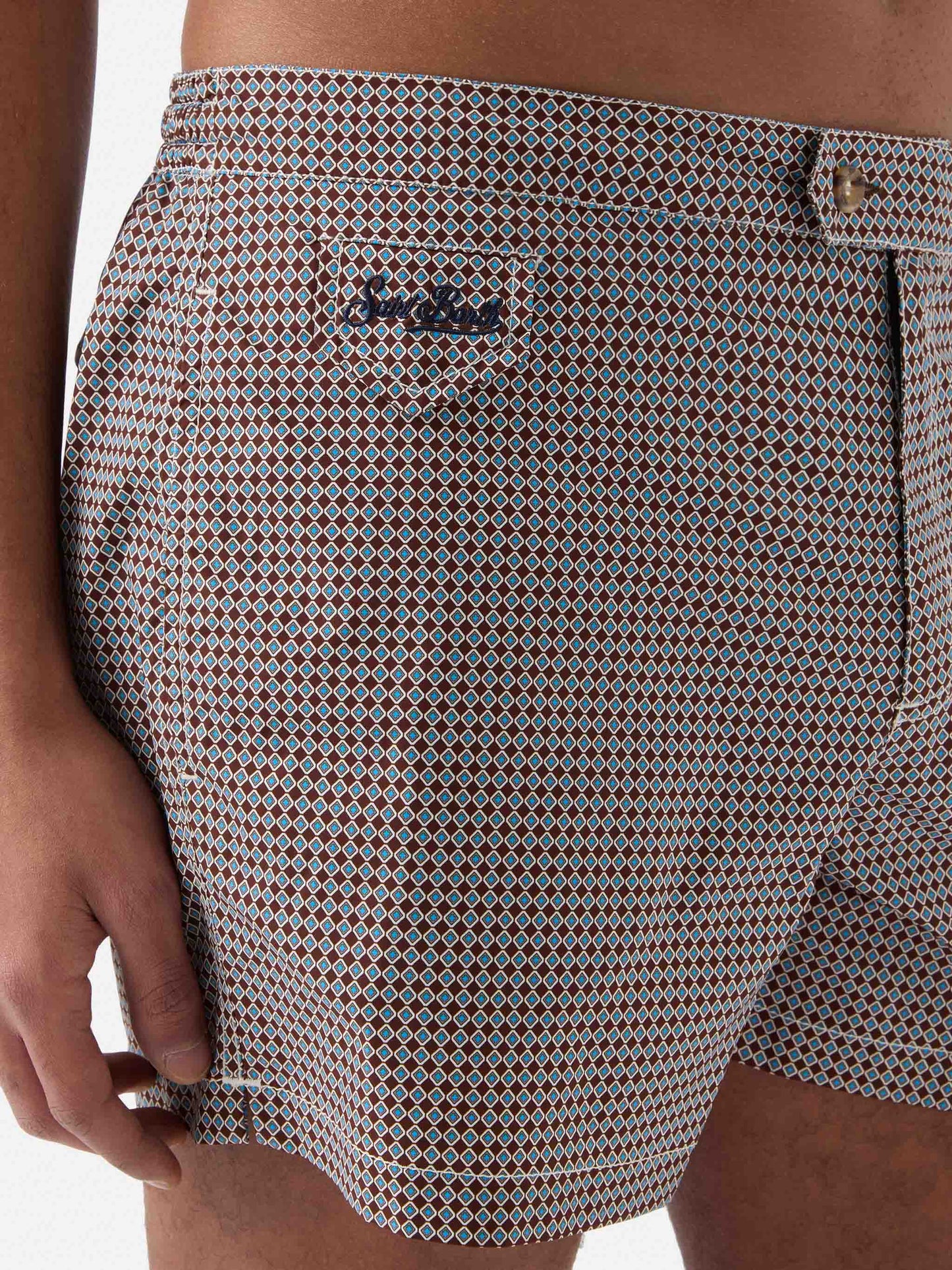 Harrys swim shorts with geometric print in brown