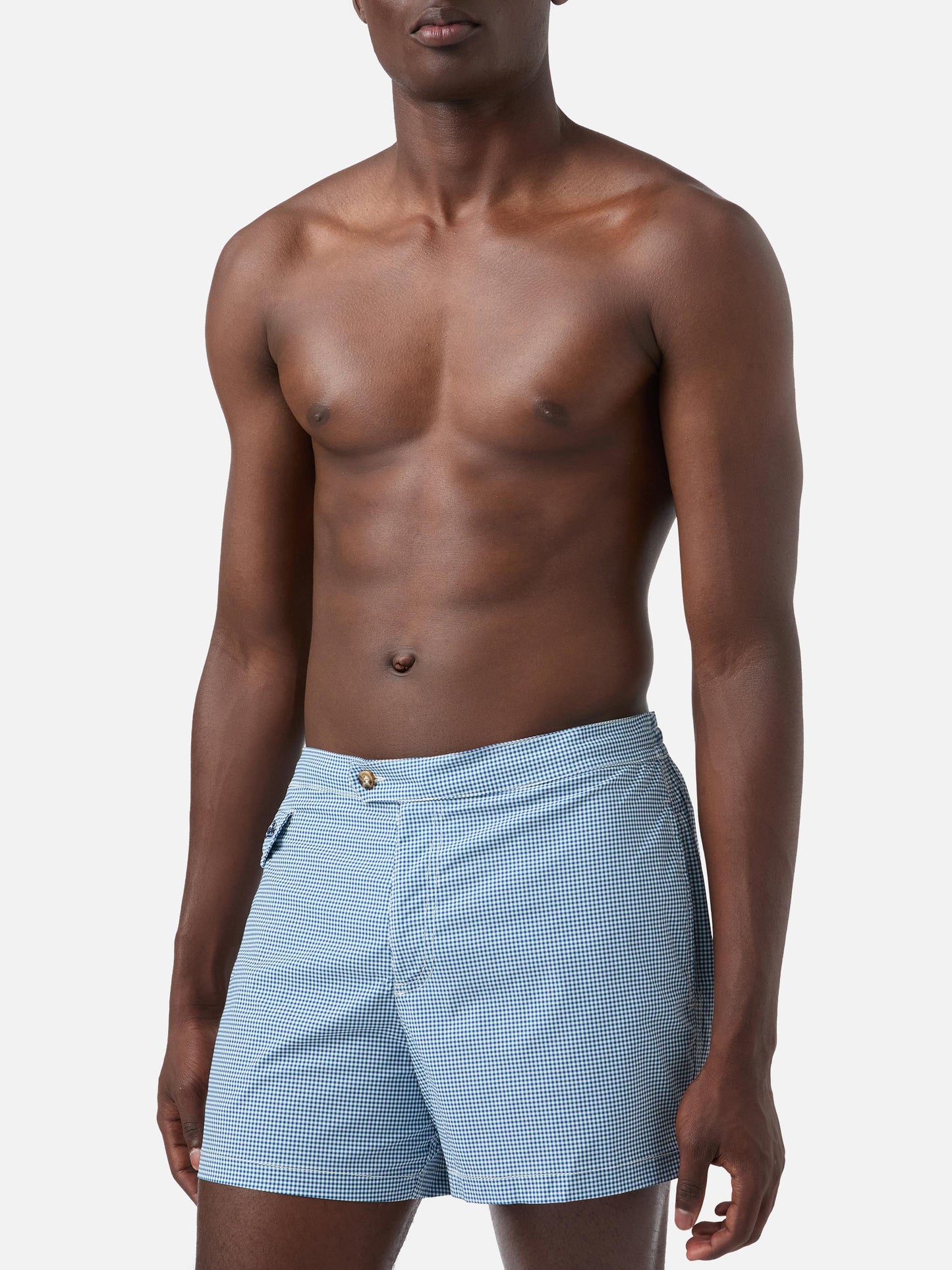 Harrys fitted cut swim shorts with gingham print