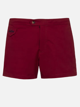 Burgunderrote, tailliert geschnittene Badeshorts für Herren von Harrys