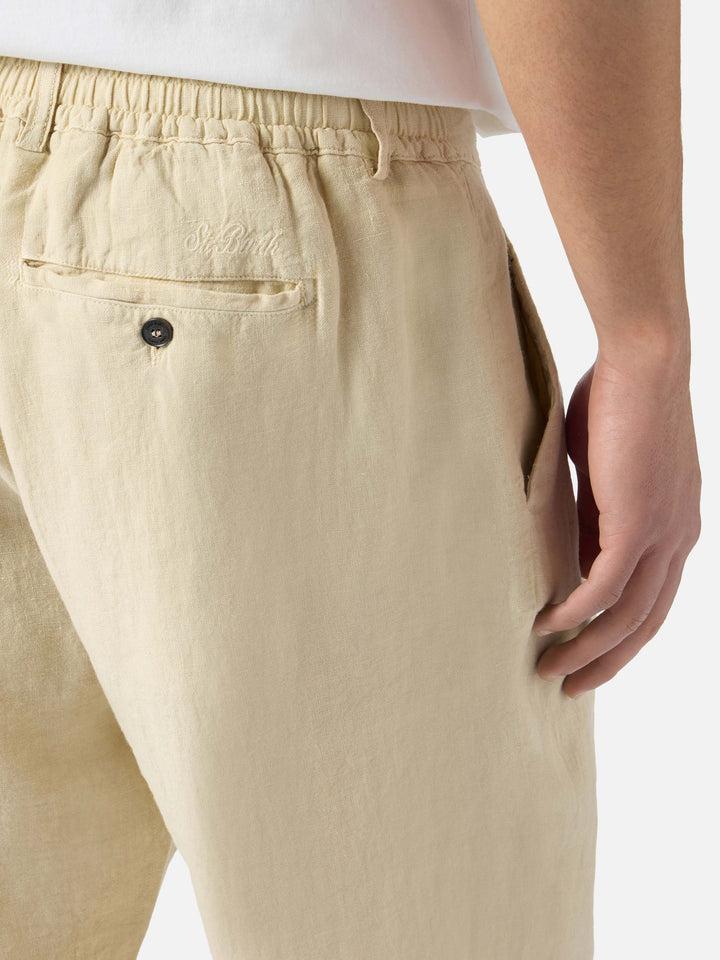 Pantalone Havier lungo in puro lino beige