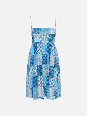 Hawa cotton dress with smocked embroidered bodice - MC2 Saint Barth