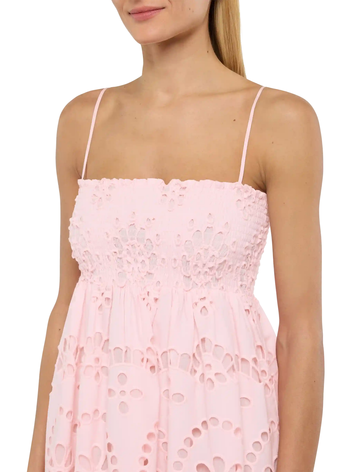 Hawa Sangallo lace dress with smocked embroidered bodice - MC2 Saint Barth