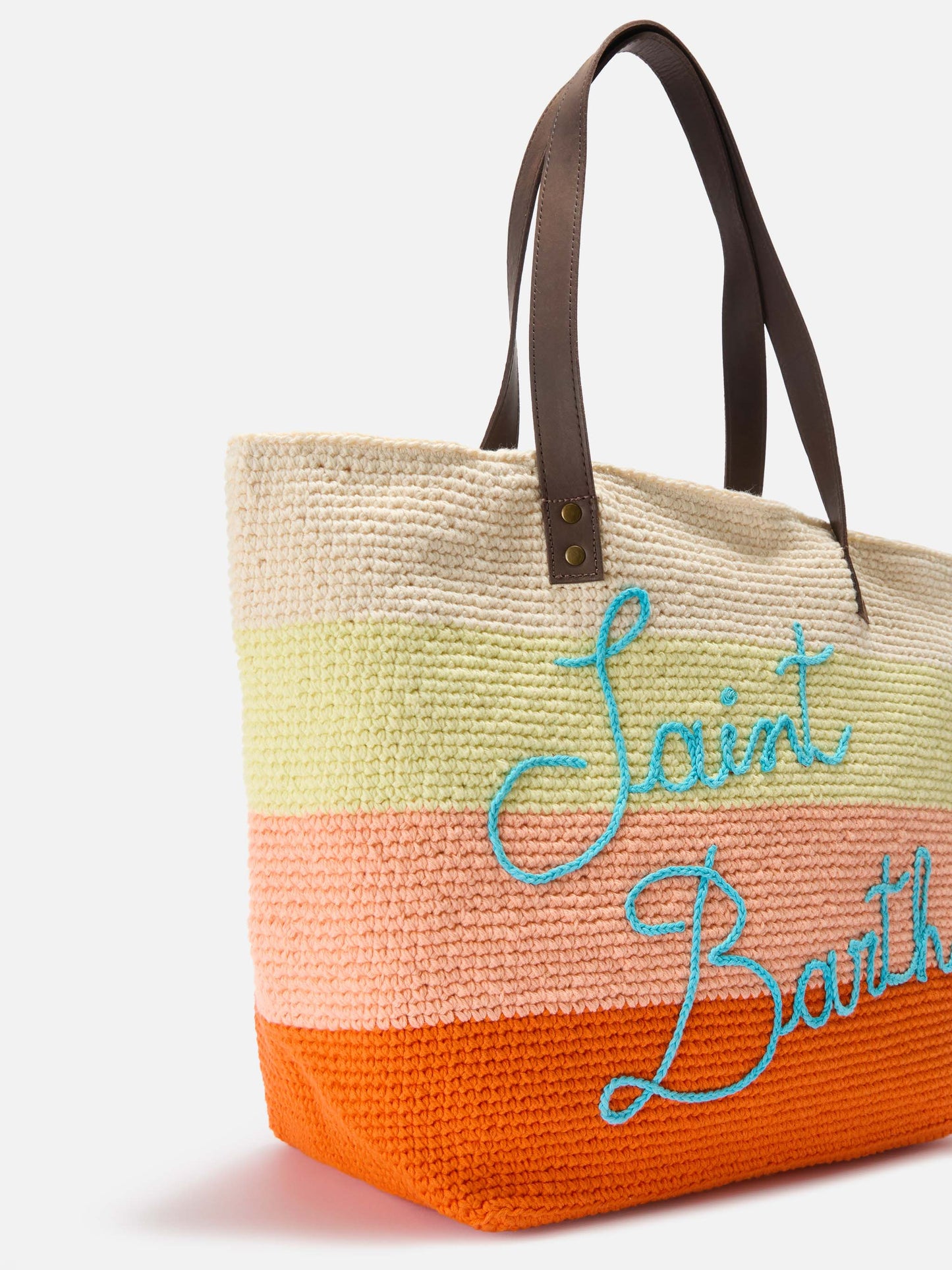 Crochet bag Helene  with leather handle