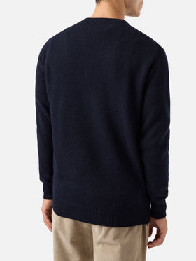 Blue sweater Heron with Apres ski embroidery