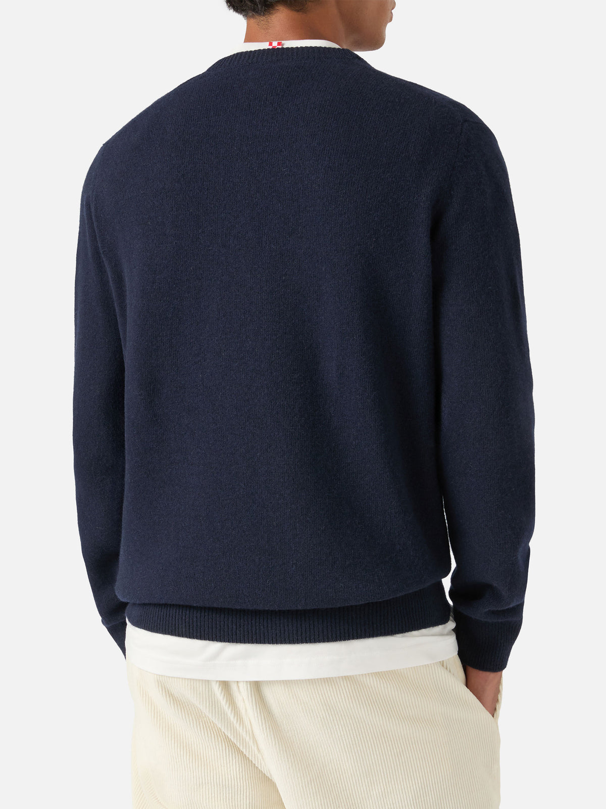 Pull ras-du-cou en maille Navy blue Heron avec intarsia et broderie Après Ski 