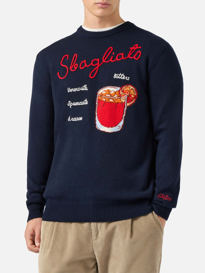 Blue sweater Heron with Sbagliato embroidery