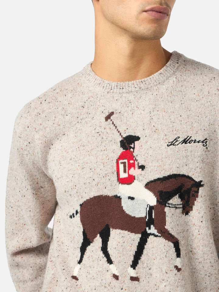 Man beige sweater Heron with Moritz polo embroidery - MC2 Saint Barth