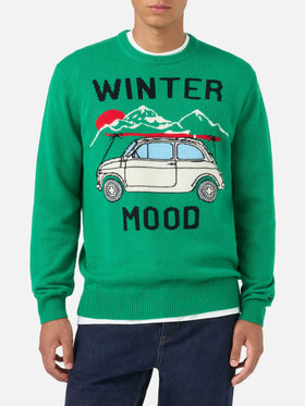 Crewneck sweater Heron with Fiat 500 jacquard | FIAT 500 SPECIAL EDITION