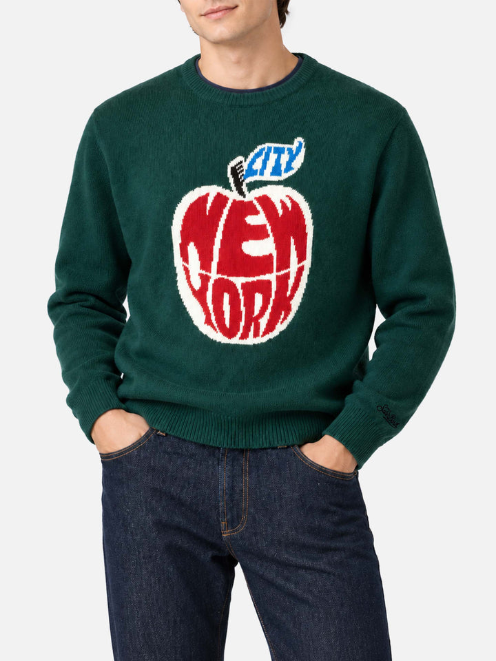Pull à col rond Heron avec jacquard pomme New York 