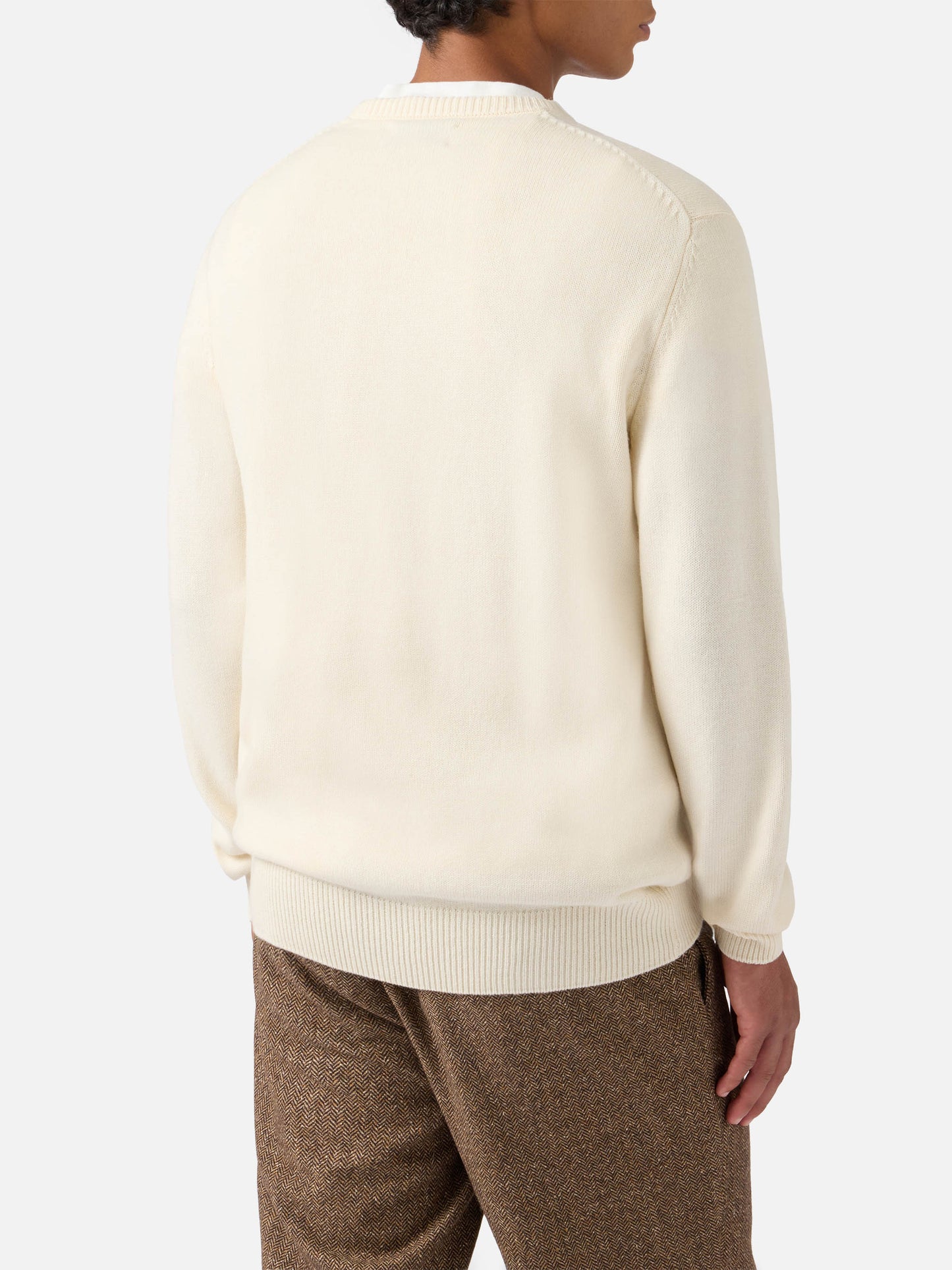 Heron sweater in white with St. Moritz Polo jacquard