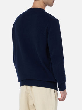 Navy blue crewneck Heron with Apres ski embroidery