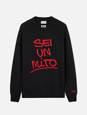 Pull en maille ras-du-cou Black Heron avec intarsia Sei Un Mito | Special edition 