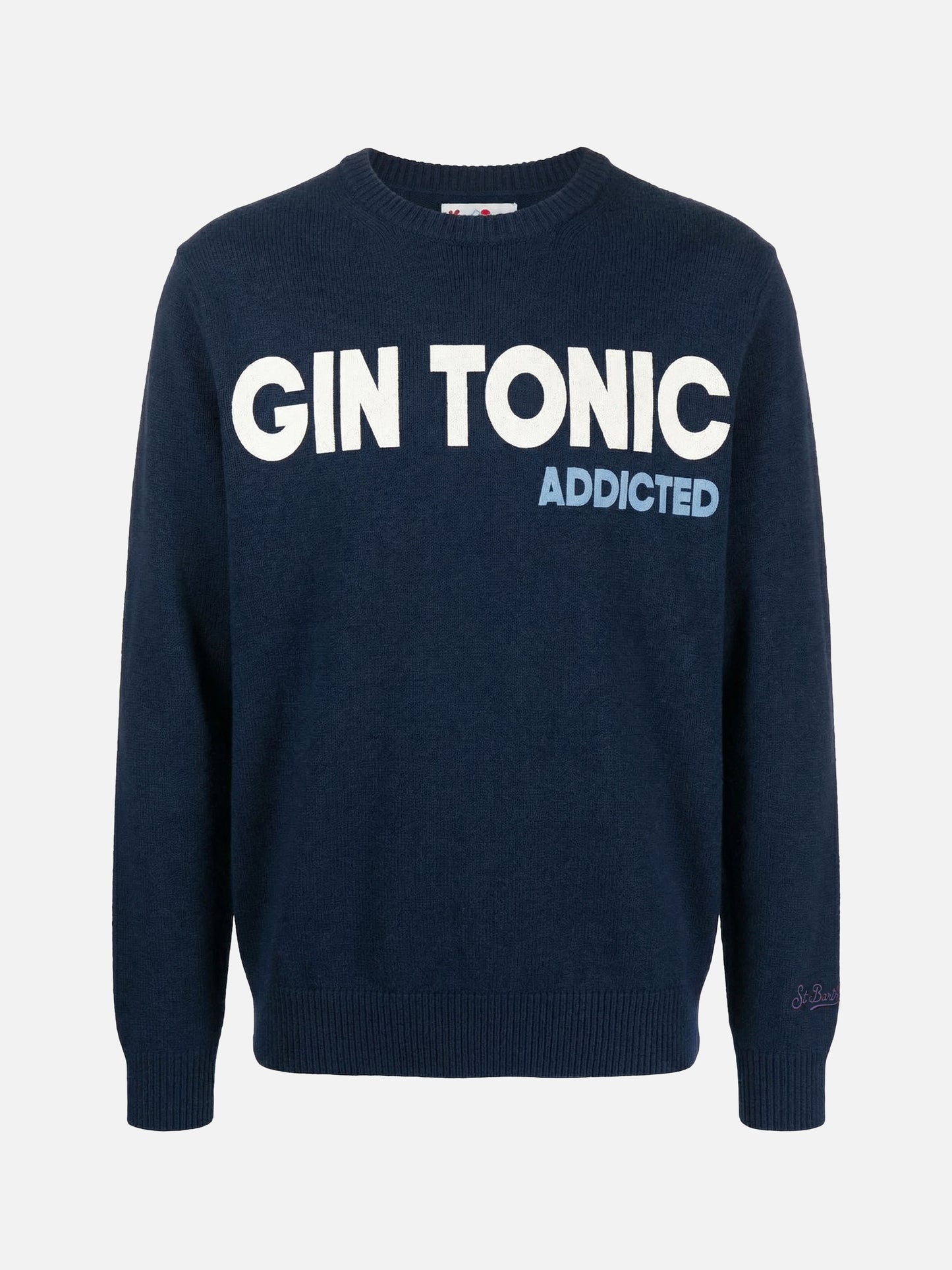 Girocollo Heron blu navy con jacquard Gin tonic addicted