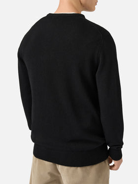 Schwarzer Pullover mit Reihermotiv und St. Barth Negroni-Stickerei