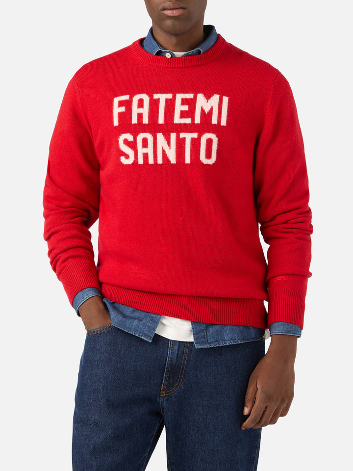 Jersey de punto con cuello redondo Red Heron con intarsia Fatemi Santo 