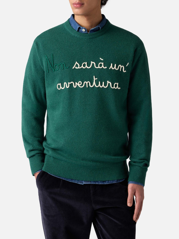 Grüner Pullover Heron mit Non sarà un'avventura-Stickerei