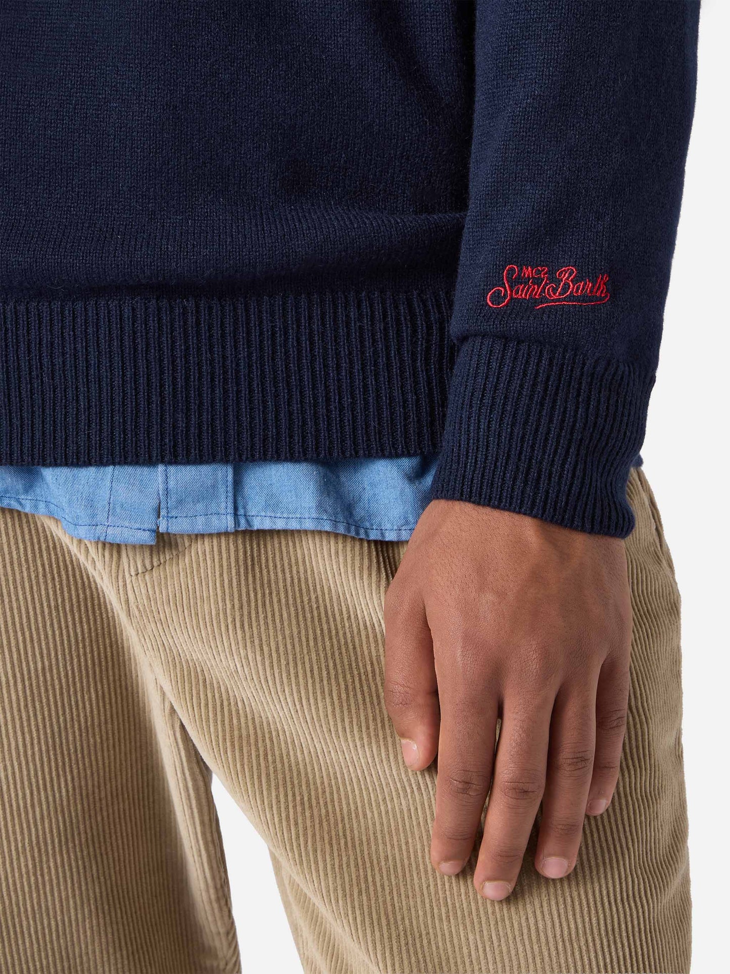 Maglione Heron in misto cashmere con ricamo Poste Cortina