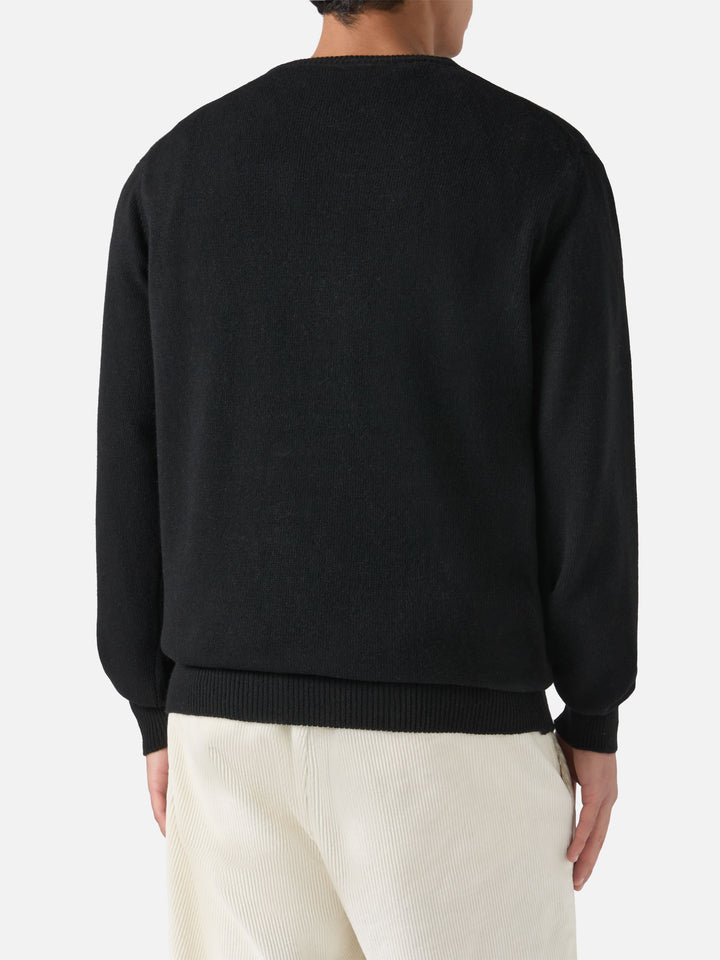 Black crewneck Heron with Super G embroidery | SUPER G SPECIAL EDITION