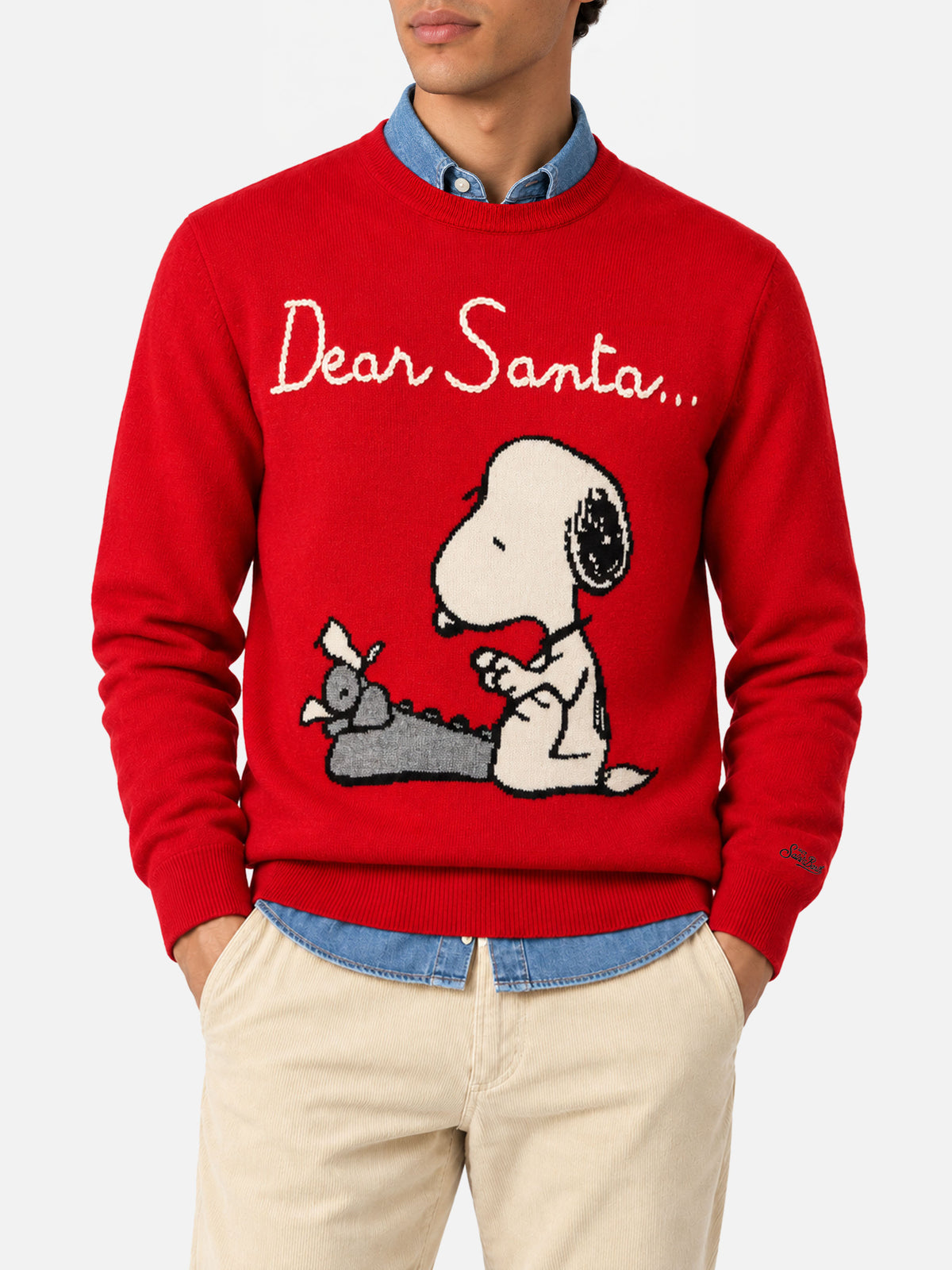 Suéter rojo Heron con jacquard y bordado de Snoopy | SNOOPY PEANUTS® SPECIAL EDITION 