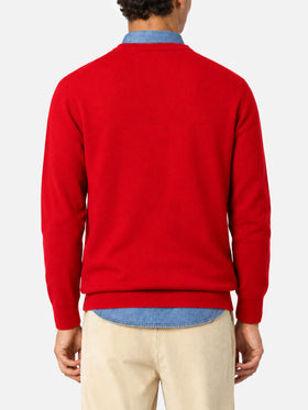 Suéter rojo Heron con jacquard y bordado de Snoopy | SNOOPY PEANUTS® SPECIAL EDITION 