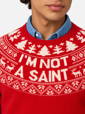 Red Heron crewneck sweater with reindeer jacquard