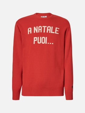 Heron-Pullover in Rot mit A Natale puoi... Jacquardmuster