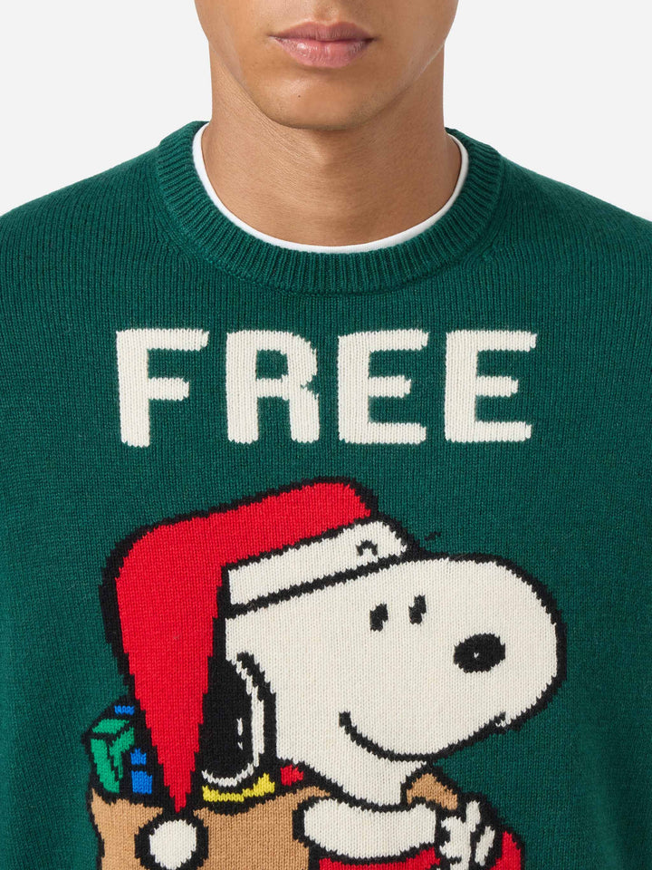 Green sweater Heron with Snoopy jacquard | SNOOPY PEANUTS® SPECIAL EDITION