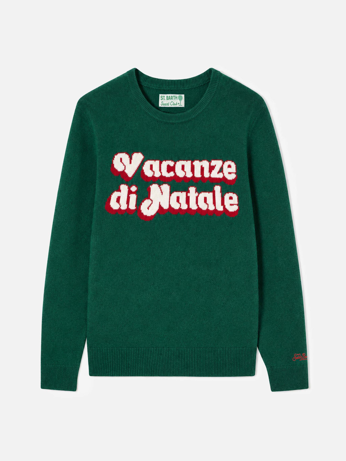 Dark green Heron sweater with Vacanze di Natale logo jacquard | Special edition