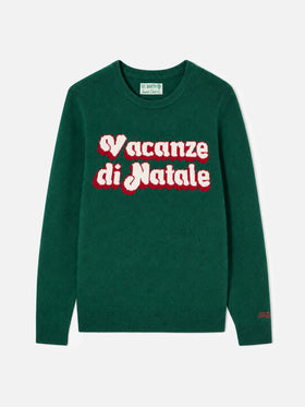 Dark green Heron sweater with Vacanze di Natale logo jacquard | Special edition
