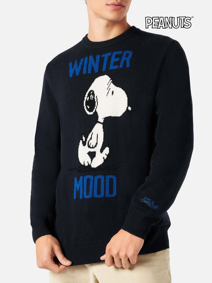 Blauer Herrenpullover Winter Mood Snoopy-Aufdruck | SNOOPY – PEANUTS™ SONDEREDITION
