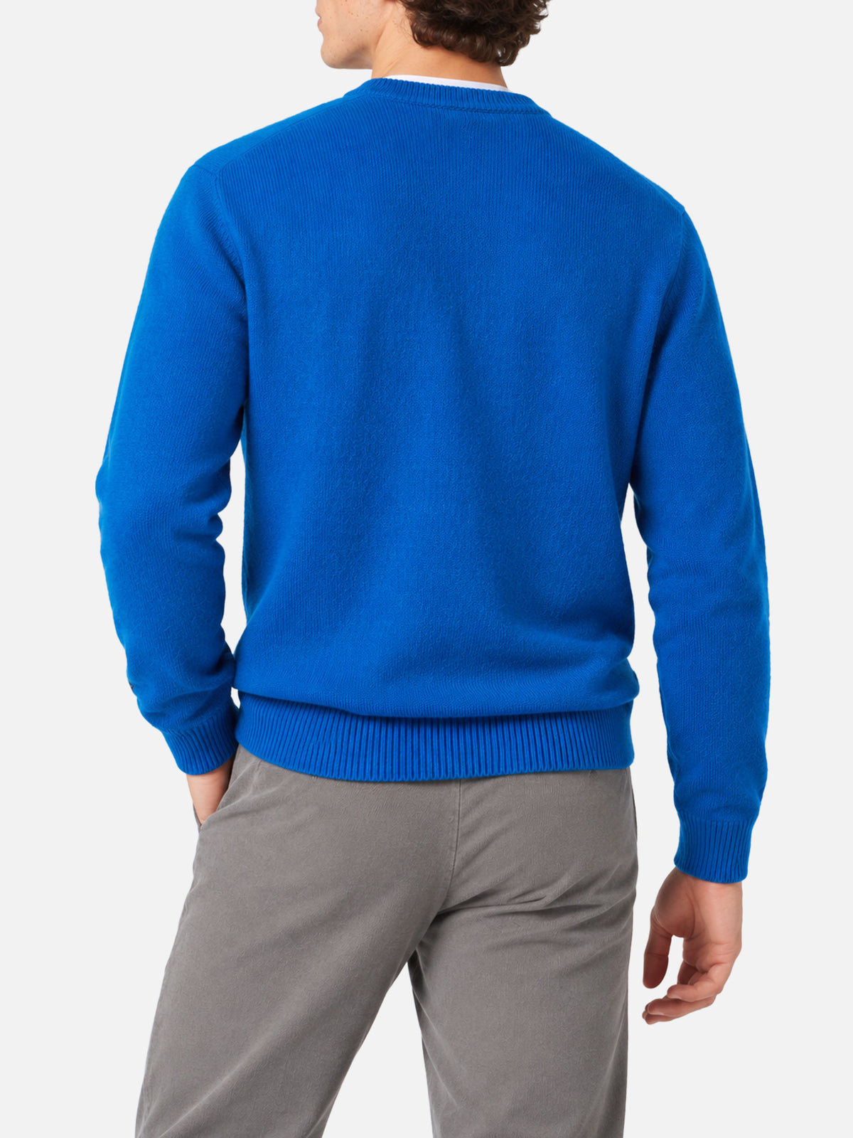 Blue Heron crewneck sweater with St. Moritz Après Ski embroidery