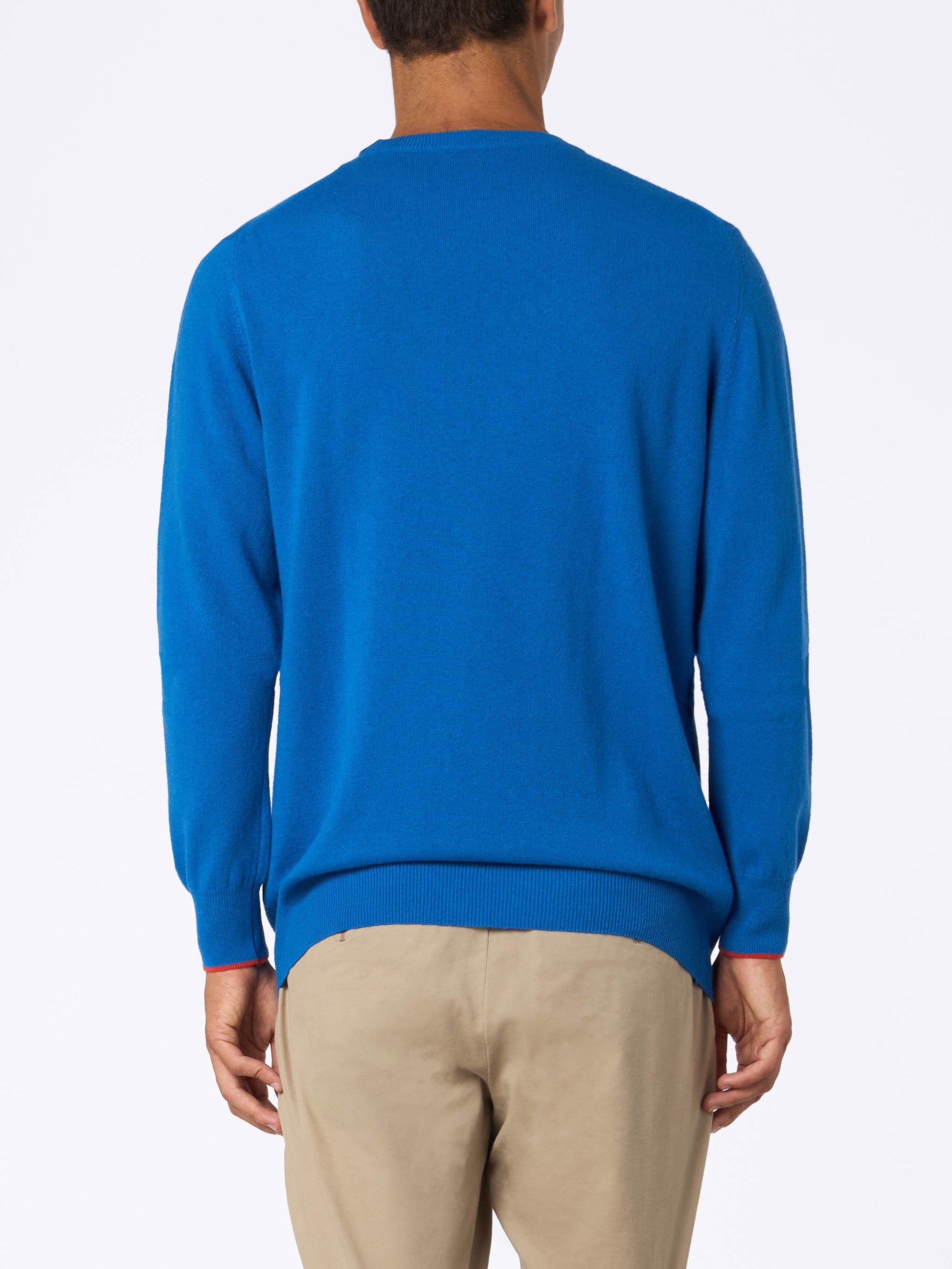 Man ski blue sweater Heron with Ho sempre sbagliato tutto embroidery - MC2 Saint Barth