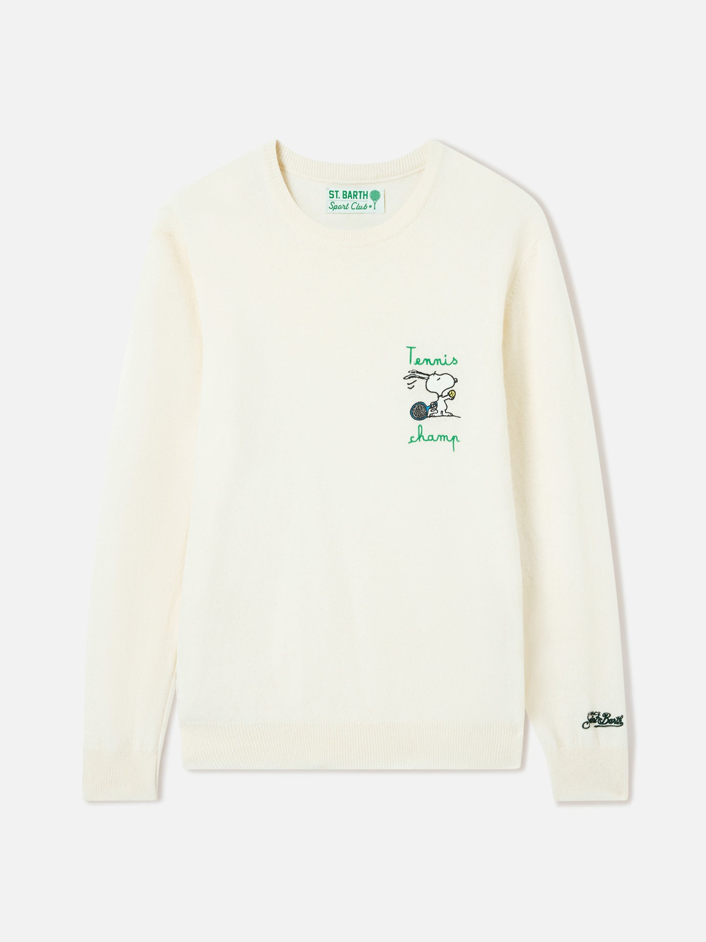 Suéter de cuello redondo Heron con bordado Snoopy tennis champ | SNOOPY PEANUTS SPECIAL EDITION 