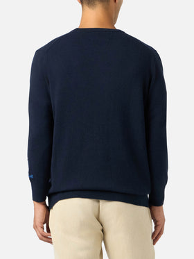 Man blue sweater Heron with Snoopy special weekend embroidery | SNOOPY PEANUTS SPECIAL EDITION - MC2 Saint Barth