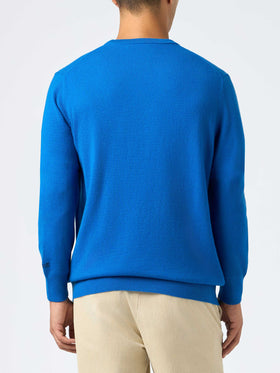 Man ski blue sweater Heron with Grappino vs Bombardino embroidery - MC2 Saint Barth