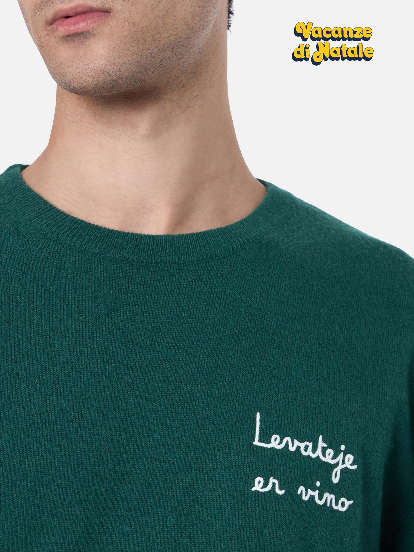 Crewneck sweater Heron Light with Levateje er vino embroidery | VACANZE DI NATALE SPECIAL EDITION