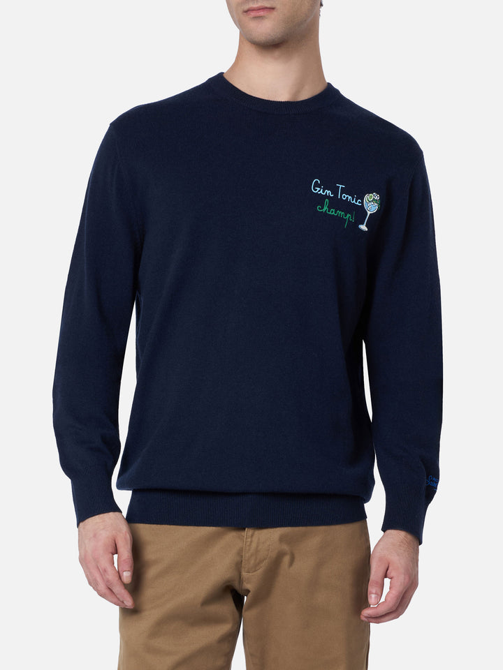 Crewneck Heron with Gin tonic champ embroidery