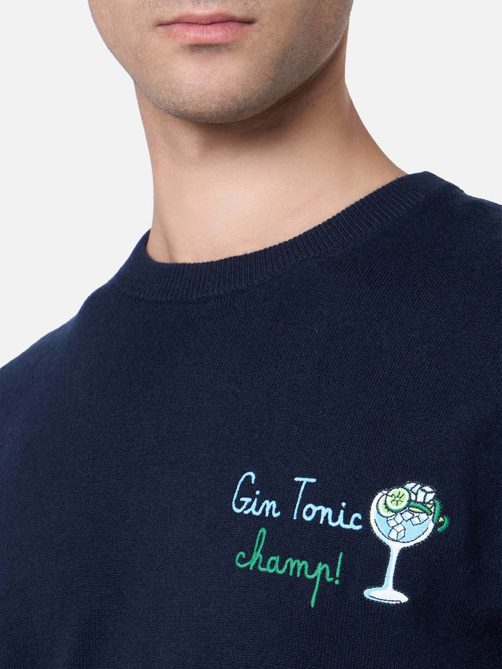 Man blue sweater Heron with Gin tonic champ embroidery - MC2 Saint Barth
