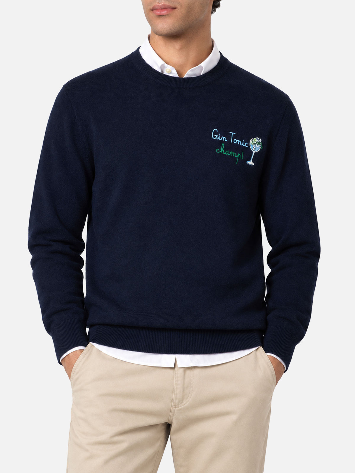 Sudadera con cuello redondo Heron con bordado cocktail Gin tonic champ 