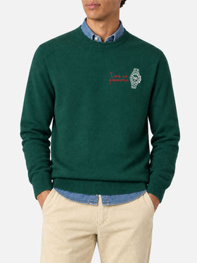 Pull ras-du-cou Heron avec broderie Time is precious 