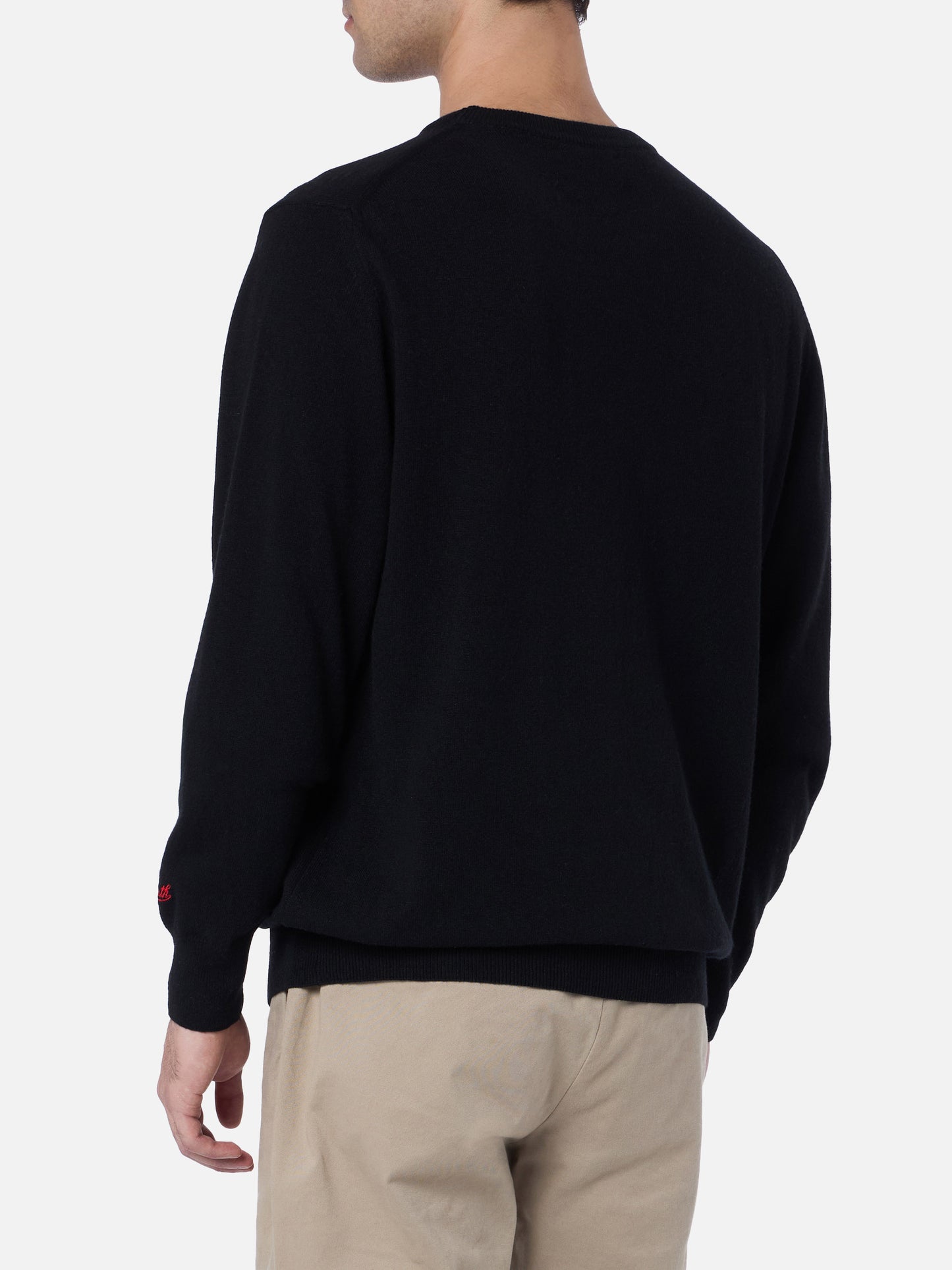 Man black sweater Heron with Single per scelta non mia embroidery - MC2 Saint Barth