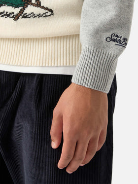 Rundhalstrickpullover Grey Heron mit Snoopy-Intarsie | Special edition 