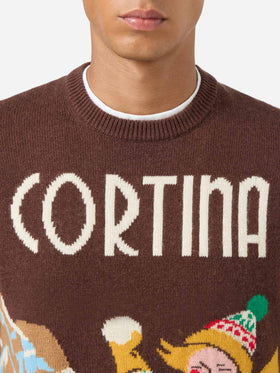 Suéter de cuello redondo con jacquard de postal Cortina 