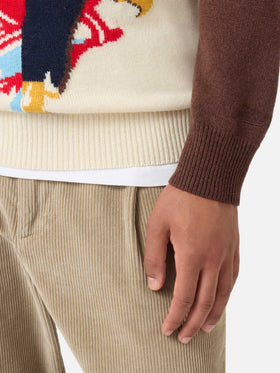Suéter de cuello redondo con jacquard de postal Cortina 