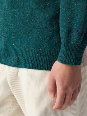 Crewneck donegal sweater Heron with St. Moritz postcard jacquard